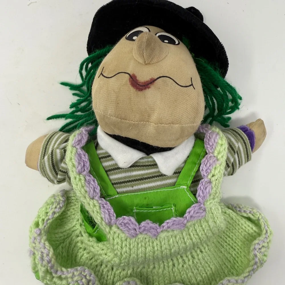 Halloween Witch Plush Doll Green Dress‎ Black Hat Stuffed Animal Toy